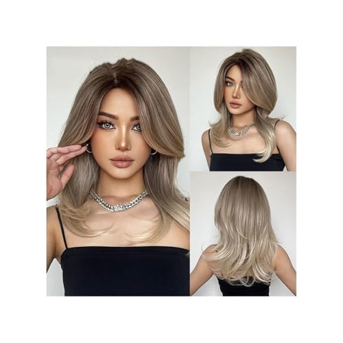 Perruque cheveux humains degrade gold frange francaise style elegant