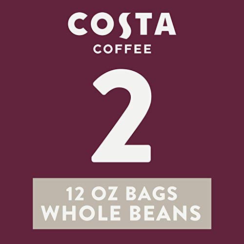 Costa Coffee Whole Bean Coffee, Medium Roast, 2 bags (12oz each), Rainforest Alliance Certified