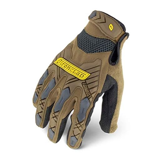 IRONCLAD Command Impact Work Gloves; Touch Screen Gloves Conductive Palm and Fingers, Impact Protection, Machine Washable, Sized S, M, L, XL, XXL (1 Pair) (Large, Brown)
