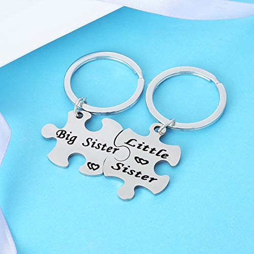 Nimteve 2Pcs Big Sister Little Sister Puzzle Keychains For Women Girls, Birthday Jewelry Friendship Keychain Christmas Gifts #TOP3