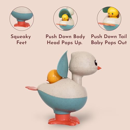 Image of Tolo Pop Up Chickens | Interactive Toy for Babies 6M+ Push-Down Action | pop up head, squeaky feet, baby toys, hand-eye coordination, fine motor skills, cause and effect toys, gift for kids, infants