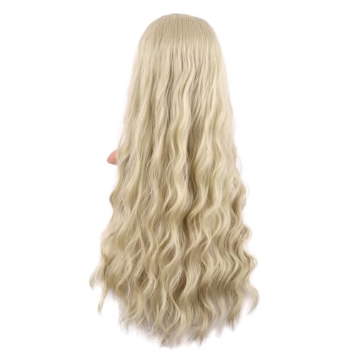 Image of MapofBeauty 28 Inch /70 cm Long Wavy Middle Part with No Bangs Synthetic Fiber Curly Fashion Women Party Cosplay Wig (Blonde)