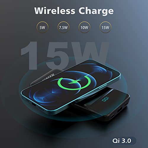 Kooseed Wireless Power Bank 10000Mah, Portable Charger Pd 20W Qc 3.0 Fast Charging, 15W Wireless Charging, Usb C Battery Pack Compatible With Samsung, Xiaomi, Magnetic Power Bank For Iphone 13/12 #TOP1