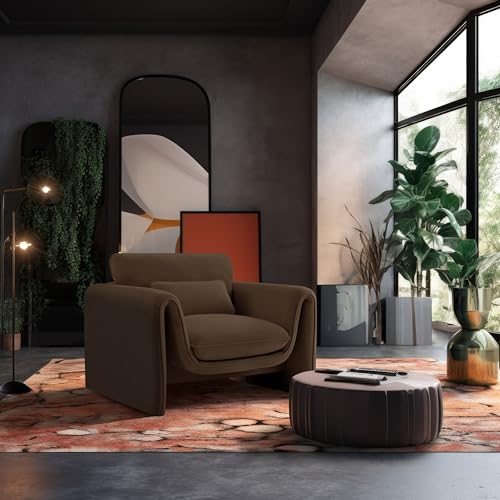 Sillón Terciopelo Marrón Curvado miniatura 2
