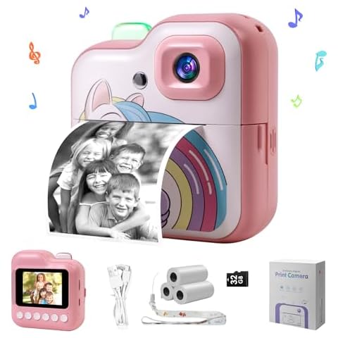 Kids Camera Instant Print Photo for Kids Age 3-12,Instant Print Digital Camera with 1080P Videos Toddler Portable Travel Camera Christmas Birthday Gifts for 7 8 9 10 Year Old Girls Boys with 32GB Card Cover