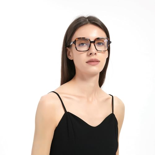 Image of Oversized Blue Light Blocking Glasses for Women and Men, Square Frame Computer Gaming Glasses Anti Glare & UV RF6215