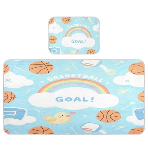 miaozhen Kühlende Baby-Matratze, 71,1 x 132,1 cm, waschbar, Basketballtor, Regenbogenblau, für Kinder, Erwachsene