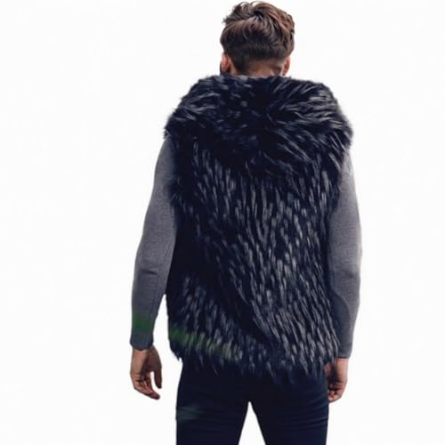AMTFBY Men's Warm Faux Fur Hooded Waistcoat Short Vest Jacket Coat Sleeveless Outwear2
