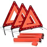 NATGAI 3 Pack Emergency Warning Triangles, Reflective Roadside Safety Triangle Kit with Storage Case, Foldable Hazard Reflective Triangles for Vehicles, Car Breakdowns, and Roadside Emergencies