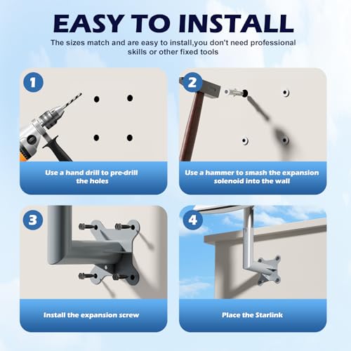 Starlink Mount,Wall Pole Roof Mount Bracket Compatible for Starlink V2, Mounting Kit for Starlink Internet Kit Satellite, Starlink Short Wall Mount,Starlink Pole Mount, Starlink Mount Adapter