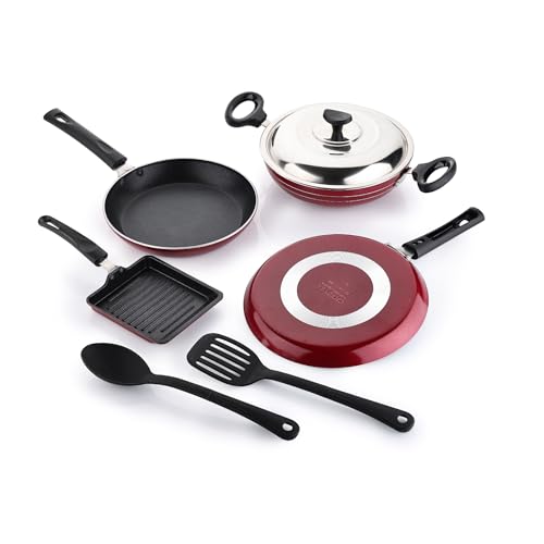Crystal Classic Series 7-pc Non-Stick Cookware Set, PFOA Free, Red