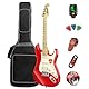 Bullfighter E-Gitarren-Anfänger-Set, 99 cm, volle Größe, Tasche, Gurt, Saite, Stimmgerät, Kabel und Plektren (rot)