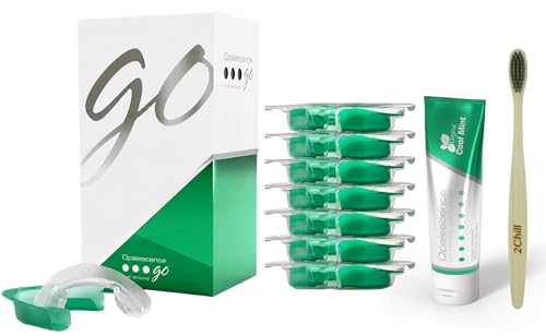 Opalescence GO 15 Whitening Bundle - (7 Treatments) Hydrogen Peroxide Prefilled Teeth Whitening Trays and Travel Original Whitening Toothpaste 1 Oz - Mint Flavor - Includes Toothbrush 6238-1T