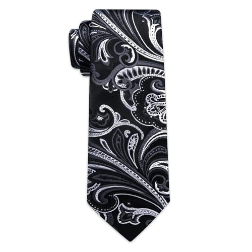 Image of YourTies Silk Paisley Floral Tie and Pocket Square Cufflinks with Lapel Pin Sets for Men 5PC Wedding Party
