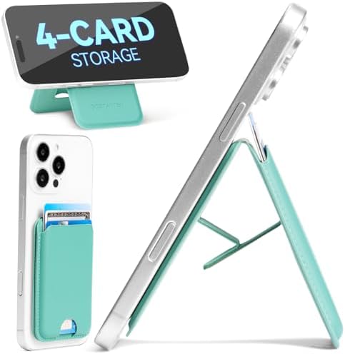 BOSTANTEN for MagSafe Wallet with Stand, Magnetic Wallet for iPhone 16/15/14/13/12 Pro Max Plus, Leather Minimalist Magnetic Phone Wallets Phone Card Holder Fit 4 Cards, Turquoise