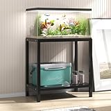 10-20 Gallon Fish Tank Stand Storage Shelf,Heavy Duty Sturdy Reptile Stand,28.4“*27.3“*15.6“Gallon Aquarium Stand,Reptile Tank Stand,Terrarium Stand,Breeder Tank Stand,Total Load 600lbs,Black