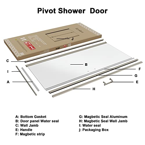 Exbrite 30-31.5 In.w X 72 In.h Pivot Frameless Shower Door,1/4 In. Clear Glass Pivot Swing Shower Doors,Brushed Nickel Finish,Pivot Shower Door Reversible Installation #TOP6