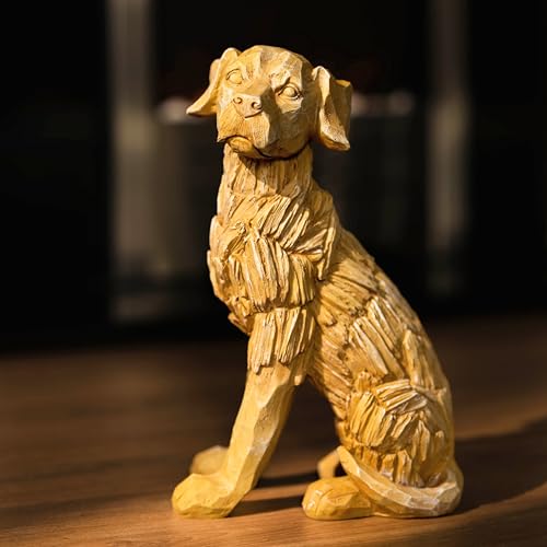 Garden Mile Hund Garten Ornament Outdoor Tier Skulptur mit rustikaler Holzoptik Groß Wetterfest Wasserdicht Labrador Treibholz Rasen Statue Indoor Decor Figur Haustier Gedenkholz Skulptur