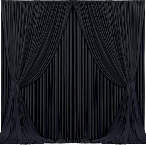 gogoparti Lot de 4 rideaux de fond noirs en polyester infroissable pour mariage, fête d'anniversaire, photographie, décoration, 1,5 x 3 m, noir