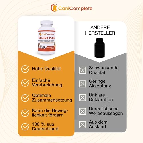 CaniComplete Gelenk Plus - Gelenktabletten für Hunde: Teufelskralle, MSM, Chondroitin, Glucosamin, Kollagen, Vitamin B, UVM.