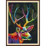 Bunte Tiermuster Druck Kreuzstich Kit Abstrakte Kunst Tier Malerei 14CT 11CT Stickerei Kit DIY Handscheibe Stickerei Kreuzstich ( Color : Burgundy , Cross Stitch Fabric CT number : 14CT Unprinted )