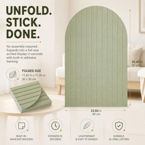 Mindsoft 2 Pcs Large Arched Integrated Felt Bulletin Board, 35" x 24" Green Cork Board Alternative for Office & Wall Decor, Round Edges Wall Panels for Office Bedroom Living Room, Decorative Boards - Image 2