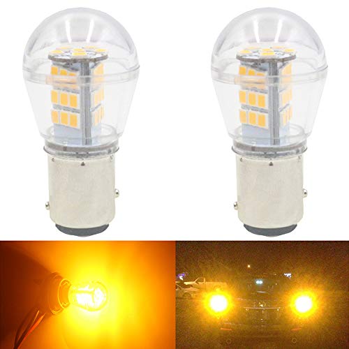 AMAZENAR Paquete de 2 1157 BAY15D 1016 1034 7528 2057 2357 Luz LED ámbar/Amarilla Extremadamente Brillante 9-30V-DC, 2835 33 SMD Bombillas de Repuesto para Luces Intermitentes Intermitentes