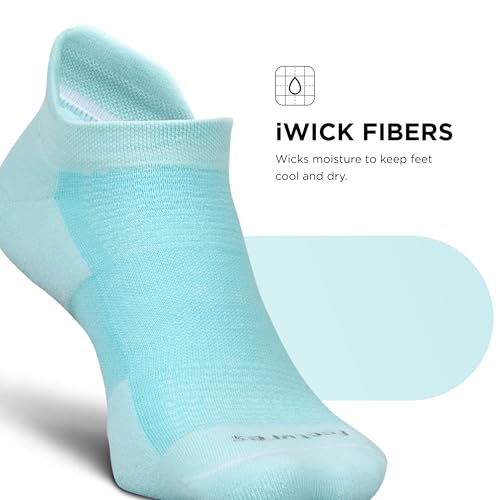 Feetures High Performance Max Cushion Ankle Sock - Tab Socks for Women & Men with Heel Tab -Sea Glass, S (1 Pair)