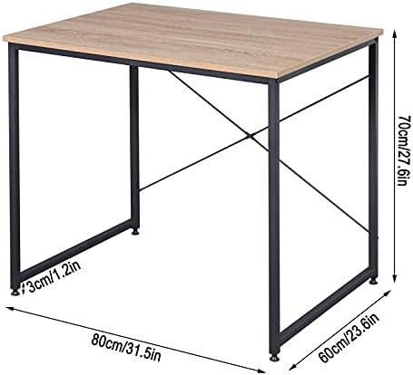 WOLTU Computer Desk Black+Light Oak Office Desk Workstation Sleek Design Study Writing Desk Computer PC Laptop Table Workstation Dining Gaming Table for Home Office TSB03hei-a