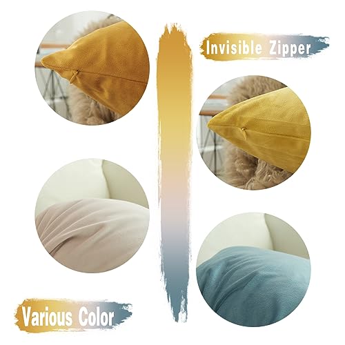 GONOVE Cushion Covers 40cm x 40cm Soft Velvet Colorful Plain Pillowcase Set of 4 Square Decorative Throw Pillow Cover for Home Sofa Bed Chair Blue Orange Series - Image 3