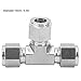 Baxnore 316 Stainless Steel Compression Ferrule Tee Connector High Pressure Double Ferrule Fitting for Industrial Oil Gas Piping Systems 3mm to 25mm Pipe Diameter (F10)