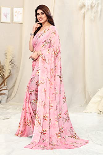 Image of MIRCHI FASHION Women Saree Chiffon Floral Printed | Breathable Lightweight Sari for Regular Home and Office Wear with Blouse Piece