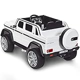 RIVALLYCOOL 12V Kids Ride on Car, Licensed Mercedes-Benz Maybach G650S, Battery Powered Toy w/Safety Locks, 2.4G Remote Control, LED Lights, Horn, Music, Truck, Electric Vehicle for Children (White)