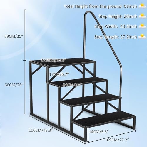 Escalera para piscina elevada con pasamanos miniatura 2