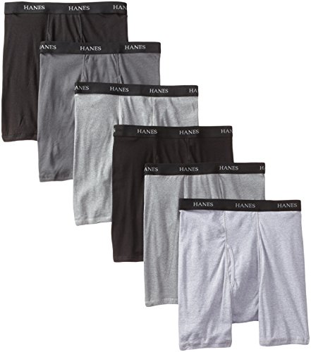 Hanes Ultimate Men's 6-Pack Classics Boxer Brief Bonus Pack, Black/Grey, Small