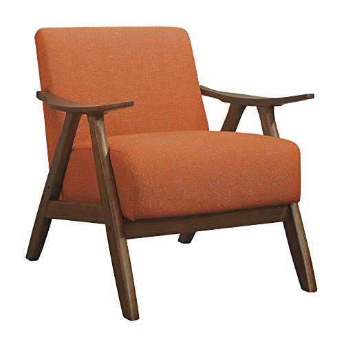 Lexicon Mid Century Modern Accent Chair with Solid Wood Frame in Walnut Finish,...