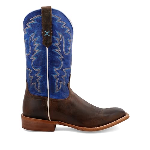 Image of Twisted X Men's 12 inch Rancher, Wide Square Toe with CellSole, Dark Chocolate & Brilliant Blue, 10 D