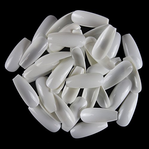 Jiulory 600pcs Coffin Nails Long Ballerina Fake Nail Tips 10 Sizes Full Cover Acrylic False Nails White Artificial Nails For Nail Salons or DIY Nail Art At Home