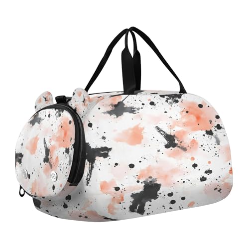 YETTASBIN Sport Travel Duffel Bag for Girls Boys, Watercolor Ink Splatter Large Waterproof Weekender Overnight Bag, Detachable Shoulder Strap Gym Bag with Shoe Compartment & Wet Pocket