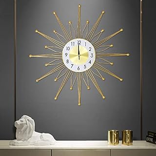 YISITEONE Wall Clock for Living Room Decor - Modern Large Decorative Gold Wall Clocks, 24 Inch Silent Non Ticking Big Metal Art Wall Clock for Bedroom, Office or Hotel