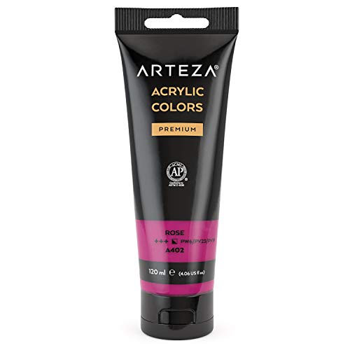 ARTEZA Acrylic Paint Rose Color (120 ml Pouch, Tube), Rich Pigment, Non Fading, Non Toxic, Single Color Paint for Artists, Hobby Painters & Kids