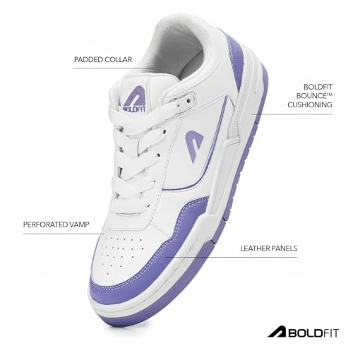 Image of Boldfit Sneakers for Women Comfortable Air Faux Leather Shoes for Woman, Lace-Up Casual Girls Shoe, Lightweight Sneaker Shoes for Woman DripWave