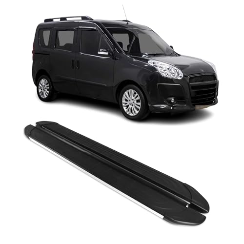 Estribos laterales OMAC para FIAT Doblo L1 de aluminio negro plata