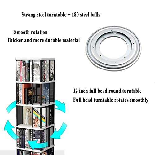 6 Layers Rotating Bookshelf, 360° Rotation Display Bookcase, Multi-Functional Stackable Shelves, Used In Bedrooms Living Rooms Study Office ( Color : White , Size : 5 Layers ) #TOP4