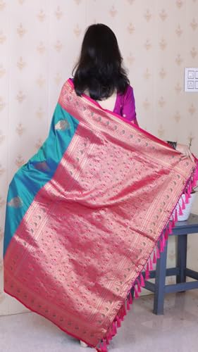 Image of SGF11 Women's Kanjivaram Pure Soft Silk Saree With Blouse Piece