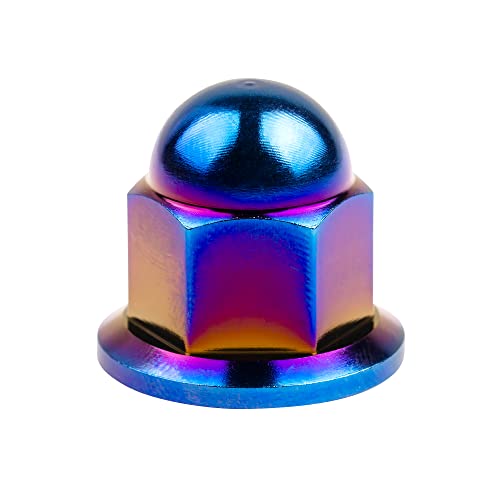 Image of Titanium M6 M8 M10 Dome Head Acorn Nuts for Bicycle Motorcycle Exhaust Pipe Car Pack of 6 (M10, Burning Blue)