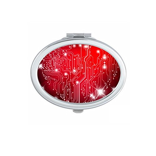 Miroir de poche noir motif circuit rouge et etoiles pour maquillage nomade