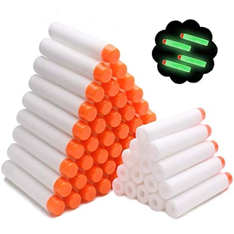 Airlab 100Pcs Refill Darts for Nerf N-Strike Elite Modulus Glow at Dark Bullets - White Cover