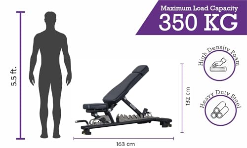 Image of Advanced Adjustable Bench|Flat&Incline Bench|For Commercial&Home Use|Strength Training Home Workout Gym Equipment For Fitness|Heavy Duty Bench|350 Kg Weight Capacity|Made In India,Black