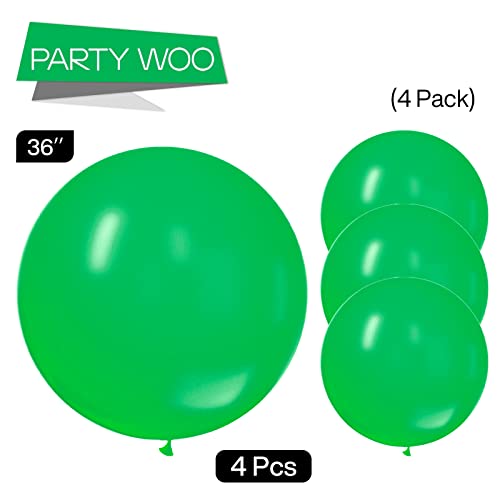 Image of PartyWoo Green Balloons 4pcs 36 Inch Green Latex Helium Balloons for Birthday Baby Shower Graduation Engagement Wedding Dinosaur Jungle Golf Football Baseball Theme Party Decorations Green-Y24